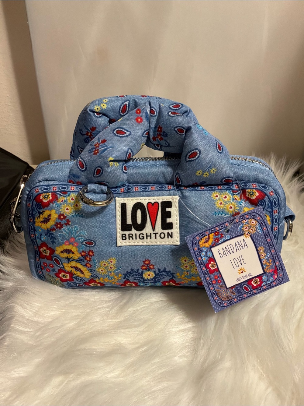 Brighton Blue Floral Bandana Love Mini Bag